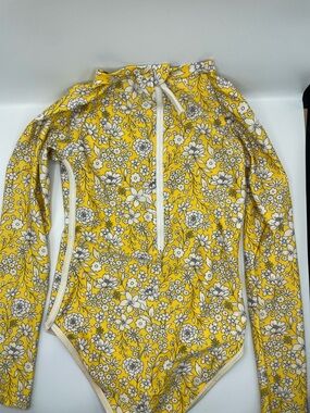 art class Yellow Floral Long-Sleeve Zip Front Bodysuit